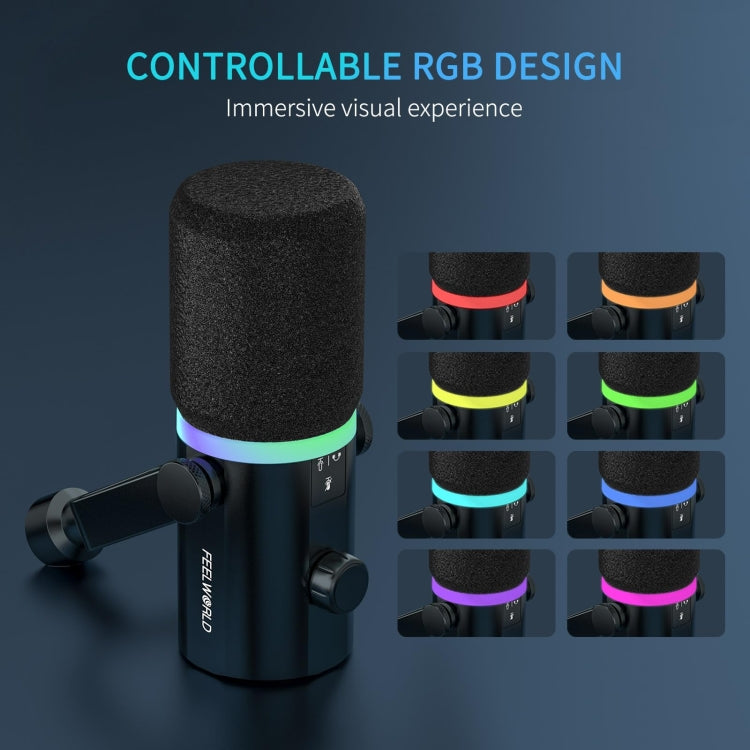 FEELWORLD PM1 XLR/USB Dynamic Microphone for Podcasting Recording Gaming Live Streaming (Black)