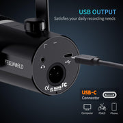 FEELWORLD PM1 XLR/USB Dynamic Microphone for Podcasting Recording Gaming Live Streaming (Black)