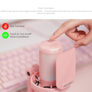 FEELWORLD VM1 USB Condenser Gaming Microphone for Streaming Noise Cancellation Mute RGB Light Desktop Stand (Pink)