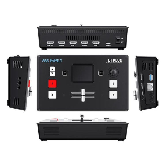 FEELWORLD L1 PLUS Multi-camera Video Mixer Switcher Touch Screen PTZ Control USB3.0 Fast Streaming Switcher (UK Plug)