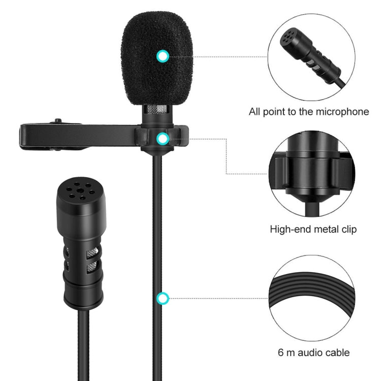 Yanmai R955 Clip-on Lapel Mic Lavalier Omni-directional Double Condenser Microphone, For Live Broadcast, Show, KTV, etc