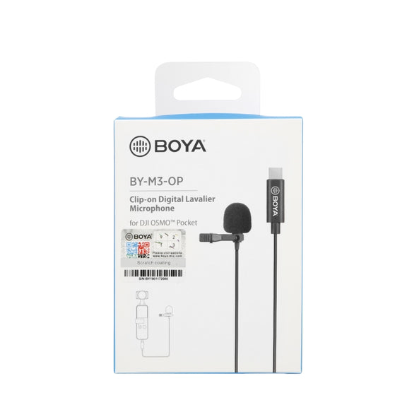 BOYA BY-M3-OP For DJI OSMO Pocket Clip-on Digital Lavalier Microphone (Black)