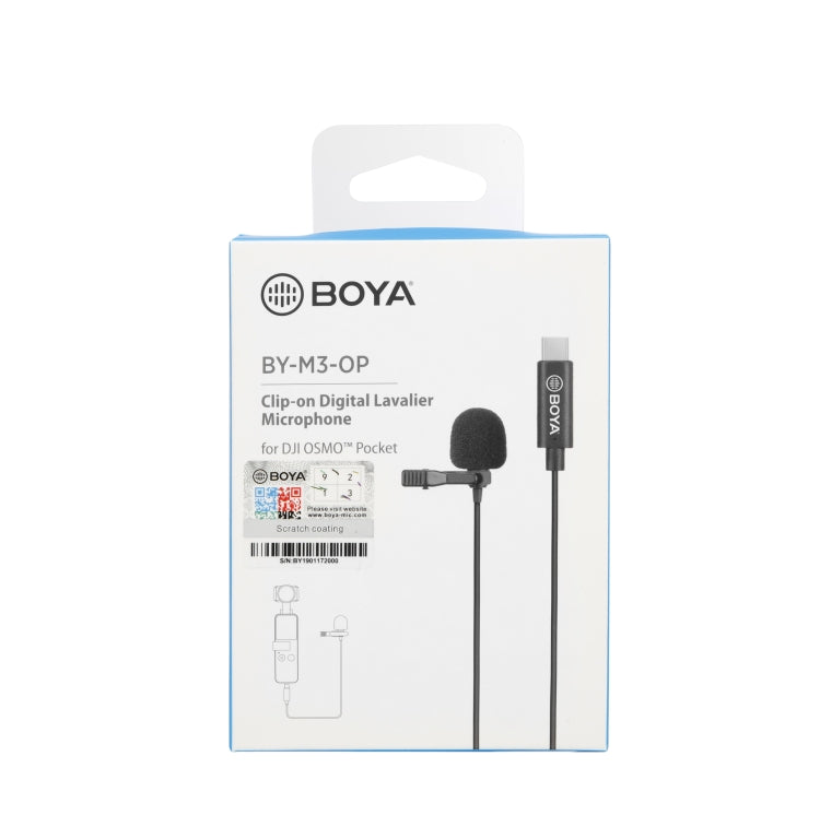 BOYA BY-M3-OP For DJI OSMO Pocket Clip-on Digital Lavalier Microphone (Black)