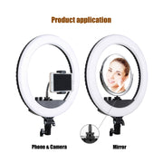 MANTOO RL-12 II 100-240V 28W 12 inch Two-color Dimmable Ring Fill Light with Tripod