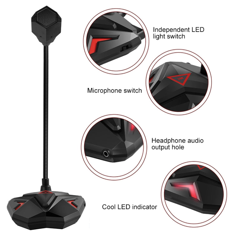 G55 Capacitive Gaming Microphone with LED Indicator(Black)