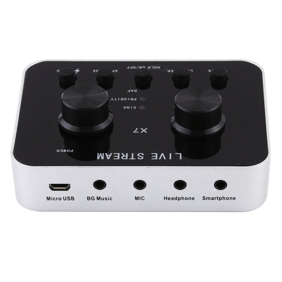 X7 Live Broadcast Audio USB Headset Microphone Webcast Entertainment Streamer Sound Card for Phone, Computer PC