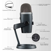 Logitech Blue Yeti Nano Condenser Digital USB Live Broadcast Microphone (Grey)