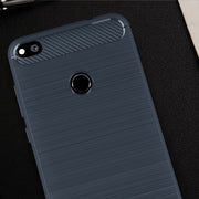 For Huawei  P8 Lite (2017) Brushed Carbon Fiber Texture Shockproof TPU Protective Case(Dark Blue)