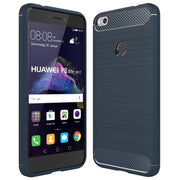For Huawei  P8 Lite (2017) Brushed Carbon Fiber Texture Shockproof TPU Protective Case(Dark Blue)