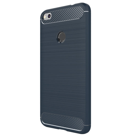 For Huawei  P8 Lite (2017) Brushed Carbon Fiber Texture Shockproof TPU Protective Case(Dark Blue)