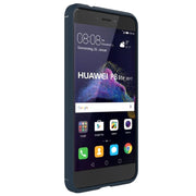 For Huawei  P8 Lite (2017) Brushed Carbon Fiber Texture Shockproof TPU Protective Case(Dark Blue)