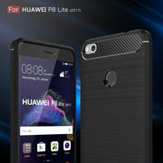For Huawei  P8 Lite (2017) Brushed Carbon Fiber Texture Shockproof TPU Protective Case(Dark Blue)