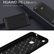 For Huawei  P8 Lite (2017) Brushed Carbon Fiber Texture Shockproof TPU Protective Case(Dark Blue)