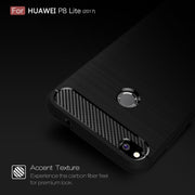 For Huawei  P8 Lite (2017) Brushed Carbon Fiber Texture Shockproof TPU Protective Case(Dark Blue)