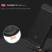 For Huawei  P8 Lite (2017) Brushed Carbon Fiber Texture Shockproof TPU Protective Case(Dark Blue)