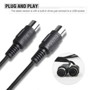 WERSI UM-18 USB MIDI Cable MidiPort Midi Cable Electric Piano Electronic Drum Music Editing Line, Length: 2m(Red)