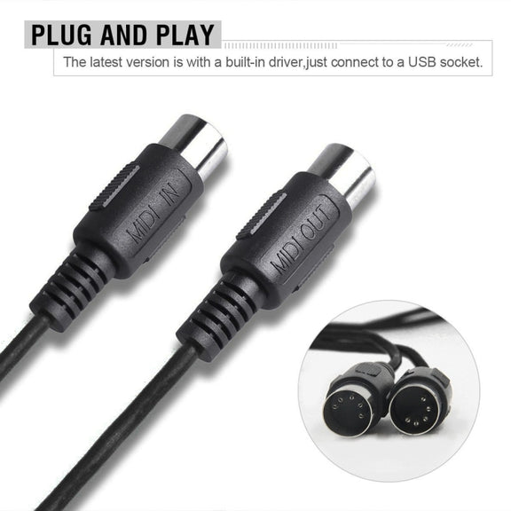 WERSI UM-18 USB MIDI Cable MidiPort Midi Cable Electric Piano Electronic Drum Music Editing Line, Length: 2m(Red)