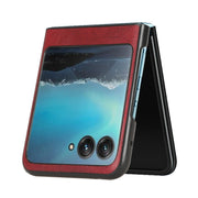 For Motorola Moto Razr 40 Ultra Sewing Cow Pattern Skin PC + PU + TPU Phone Case (Red)