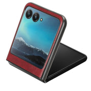 For Motorola Moto Razr 40 Ultra Sewing Cow Pattern Skin PC + PU + TPU Phone Case (Red)