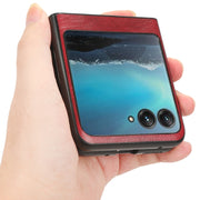 For Motorola Moto Razr 40 Ultra Sewing Cow Pattern Skin PC + PU + TPU Phone Case (Red)