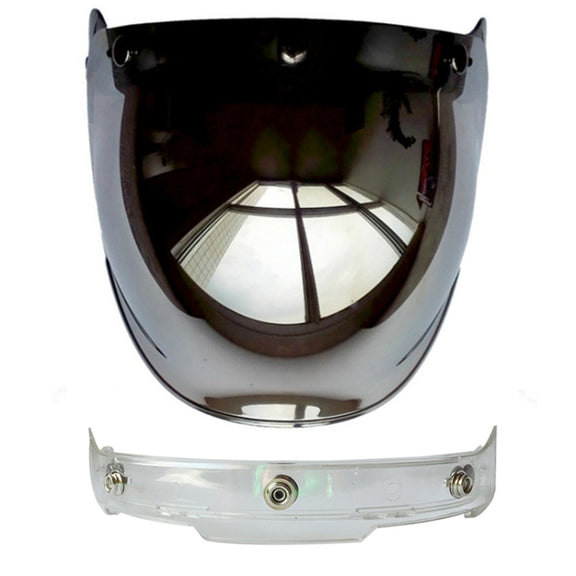 Soman Motorcycle Bubble Visor Open Face Helmet Visor Helmet Windshield Shield with Transparent Frame(Mirror)