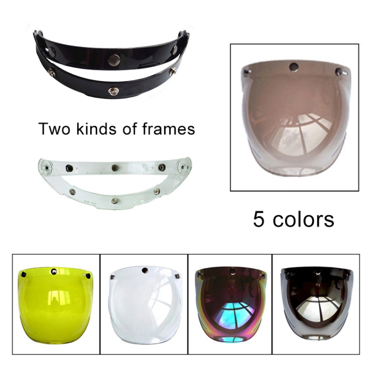 Soman Motorcycle Bubble Visor Open Face Helmet Visor Helmet Windshield Shield with Transparent Frame(Mirror)