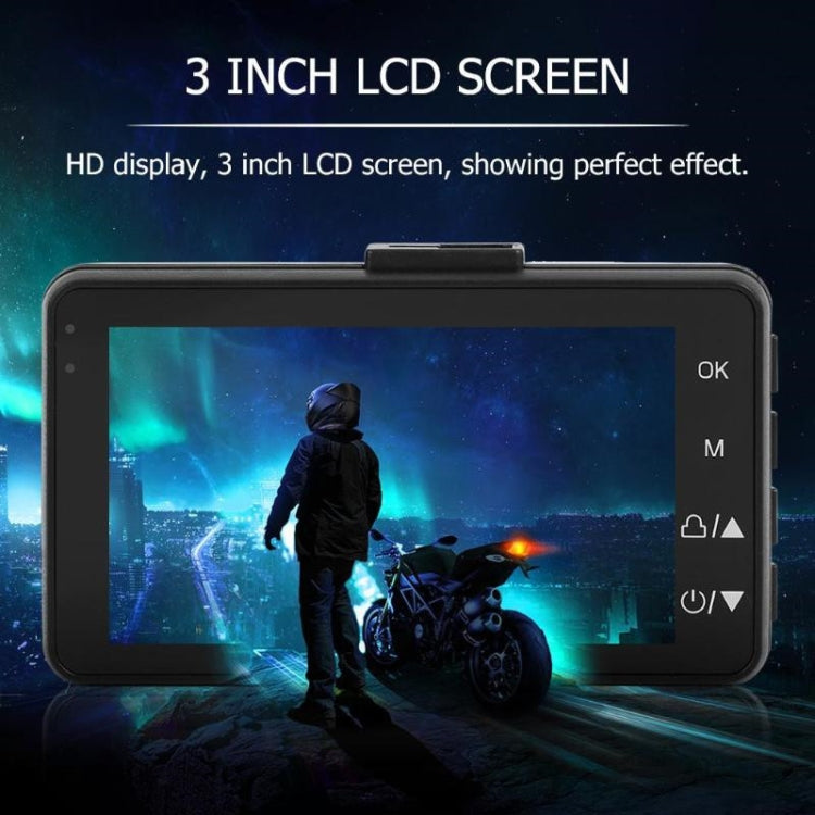 MT-80 3.0 inch 140 Degrees Wide Angle HD Video Motorcycle Dual  Camera DVR, Support TF Card (32GB Max)