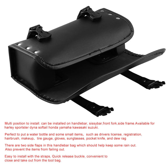 MB-OT012-BK Motorcycle Modification Accessories Universal PU Leather Water-resistant Tool Bag, Size: 30.5 x 12 x 9cm