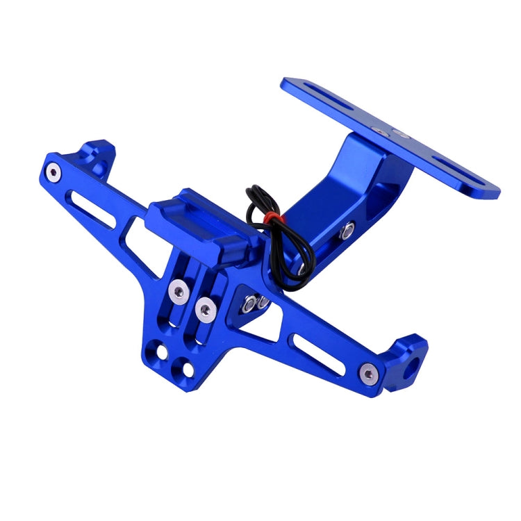 LPF013 Motorcycle Modification Accessories Universal Aircraft Shape Aluminum Alloy License Plate Bracket with LED Lights (Blue)