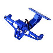 LPF013 Motorcycle Modification Accessories Universal Aircraft Shape Aluminum Alloy License Plate Bracket with LED Lights (Blue)