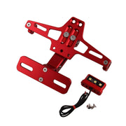 LPF013 Motorcycle Modification Accessories Universal Aircraft Shape Aluminum Alloy License Plate Bracket with LED Lights (Red)