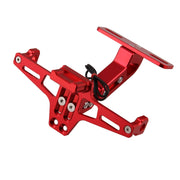 LPF013 Motorcycle Modification Accessories Universal Aircraft Shape Aluminum Alloy License Plate Bracket with LED Lights (Red)