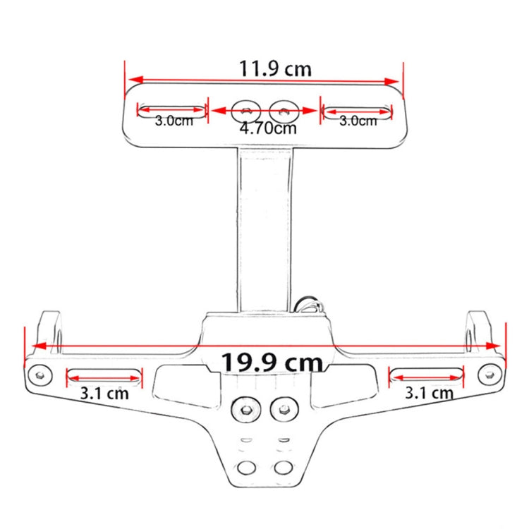 LPF013 Motorcycle Modification Accessories Universal Aircraft Shape Aluminum Alloy License Plate Bracket with LED Lights (Blue)