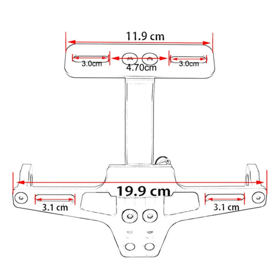 LPF013 Motorcycle Modification Accessories Universal Aircraft Shape Aluminum Alloy License Plate Bracket with LED Lights (Blue)