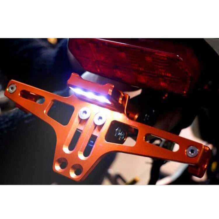 LPF013 Motorcycle Modification Accessories Universal Aircraft Shape Aluminum Alloy License Plate Bracket with LED Lights (Blue)