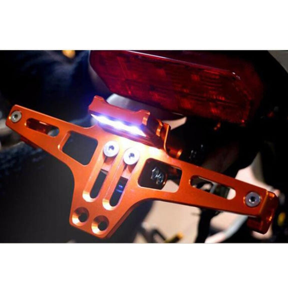 LPF013 Motorcycle Modification Accessories Universal Aircraft Shape Aluminum Alloy License Plate Bracket with LED Lights (Blue)