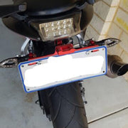 LPF013 Motorcycle Modification Accessories Universal Aircraft Shape Aluminum Alloy License Plate Bracket with LED Lights (Red)