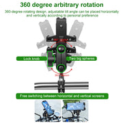 U-shaped Bolt Ball-Head Motorcycle Handlebar Multi-function Eight-jaw Aluminum Phone Navigation Holder Bracket, Width of Phone: 6.5-10.2cm  