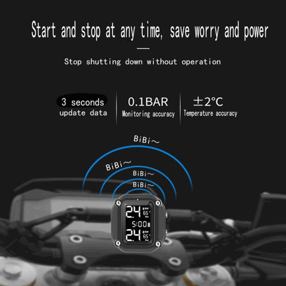 M4 Motorcycles Tire Pressure Monitor with Holder (Black)