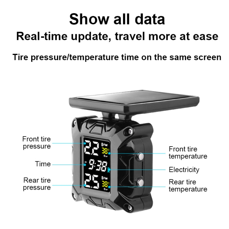 M9 Motorcycle Solar Wireless Tire Pressure Monitor  Tire Pressure
