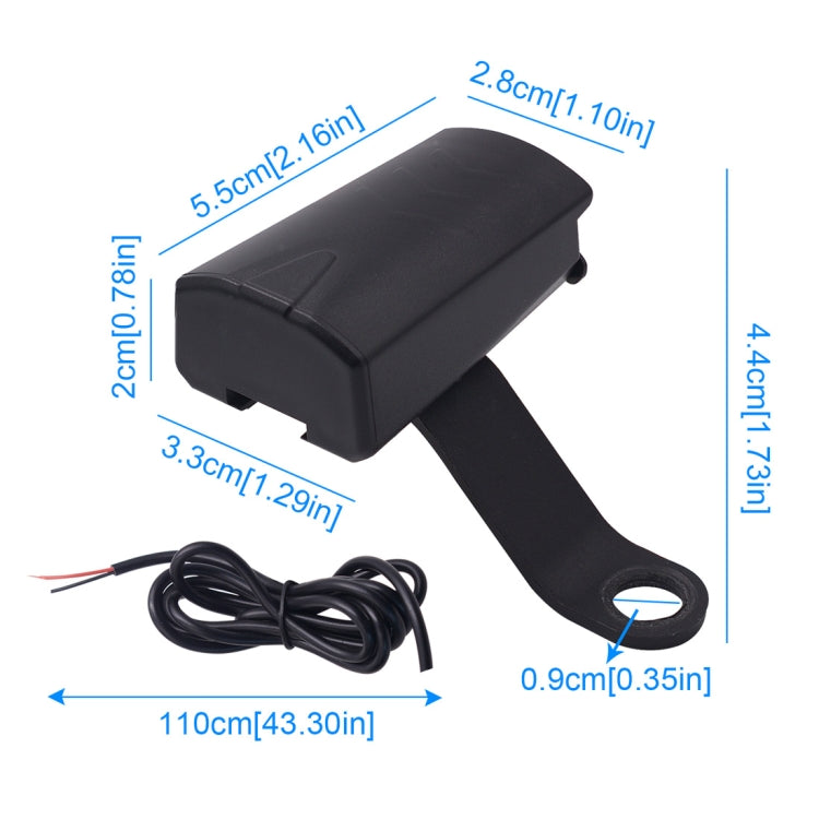 Motorcycle Water-resistant DC 8-32V 5V / 1.2A Rearview Mirror USB Phone Charger Adapter, with Indicator Light