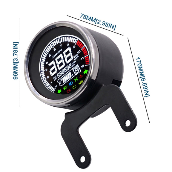 Universal Motorcycle Modified Multi-functional LED Digital Meter Indicator Light Tachometer Odometer Speedometer Oil Meter