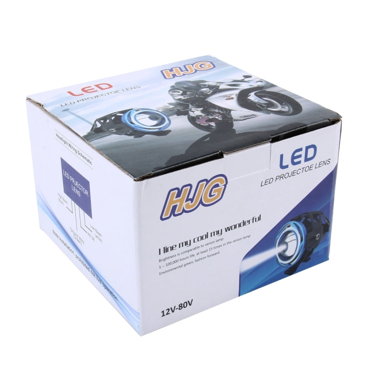U7 10W 1000LM LED Life Water-resistant Headlamp Light with Angel Eyes Light for Motorcycle / SUV, DC 12V(Blue Light)