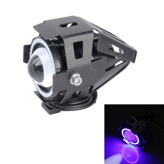 U7 10W 1000LM LED Life Water-resistant Headlamp Light with Angel Eyes Light for Motorcycle / SUV, DC 12V(Blue Light)