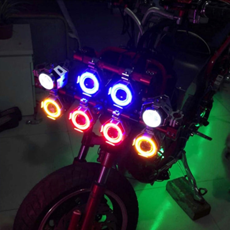 U7 10W 1000LM LED Life Water-resistant Headlamp Light with Angel Eyes Light for Motorcycle / SUV, DC 12V(Blue Light)
