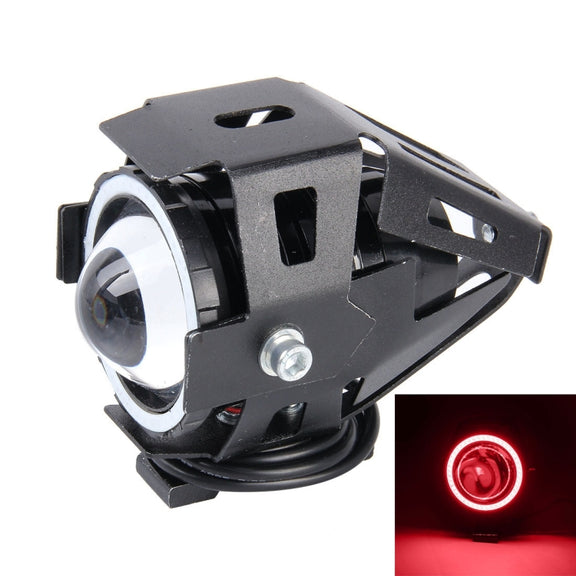 U7 10W 1000LM LED Life Water-resistant Headlamp Light with Angel Eyes Light for Motorcycle / SUV, DC 12V(Red Light)