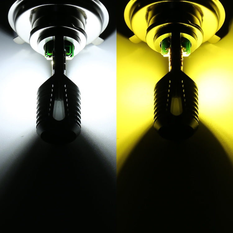 BA20D DC12V / 7.4W Motorcycle LED Headlight with 24LEDs SMD-3030 Lamp Beads (Yellow + White)