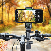Motorcycle Spherical Compass Phone Holder, Handlebar with Light (Black)