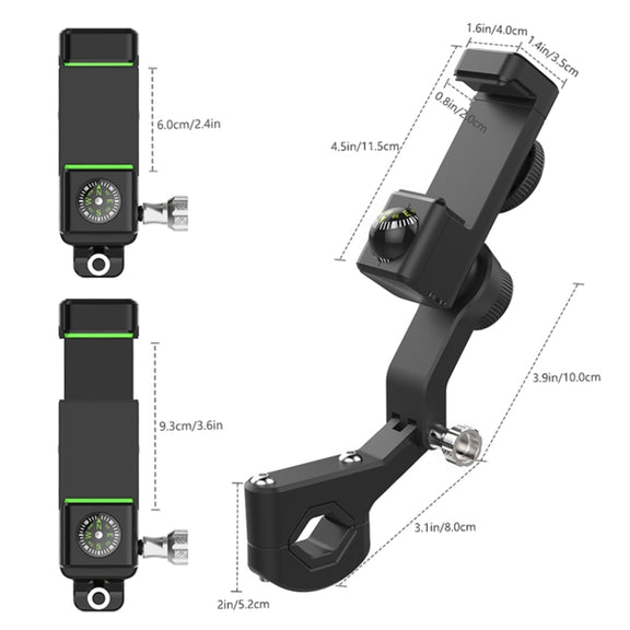 Motorcycle Spherical Compass Phone Holder, Handlebar without Light (Black)