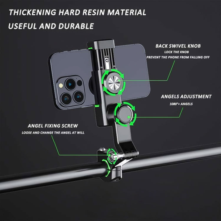 Motorcycle Spherical Compass Phone Holder, Handlebar without Light (Black)